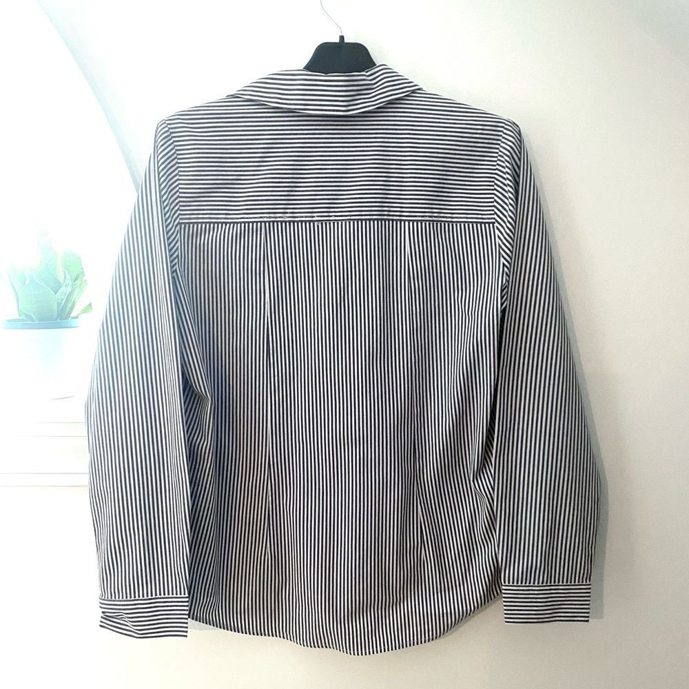 Sigrid Olsen Womens S Blue White Striped Lace Up Popover Shirt Nautical Blouse - Picture 6 of 8